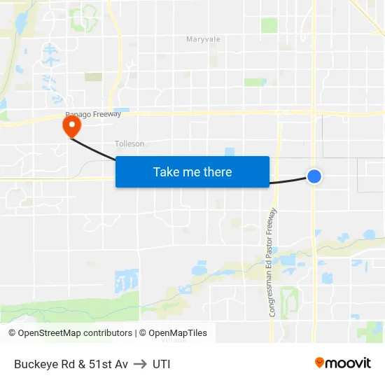Buckeye Rd & 51st Av to UTI map