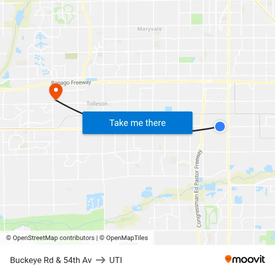 Buckeye Rd & 54th Av to UTI map