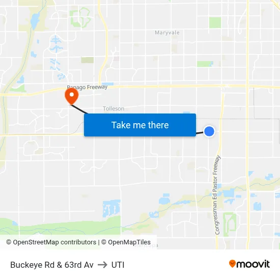 Buckeye Rd & 63rd Av to UTI map