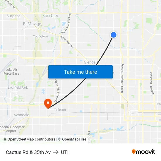 Cactus Rd & 35th Av to UTI map
