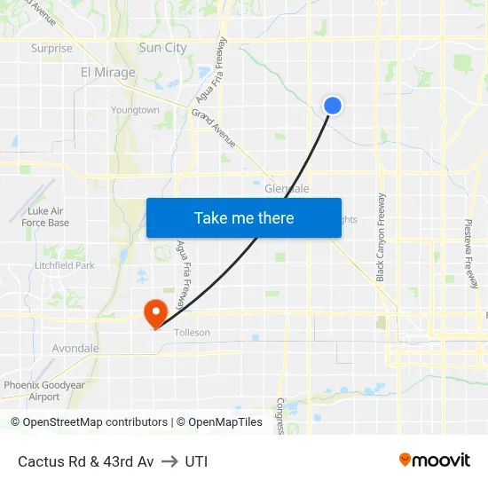 Cactus Rd & 43rd Av to UTI map