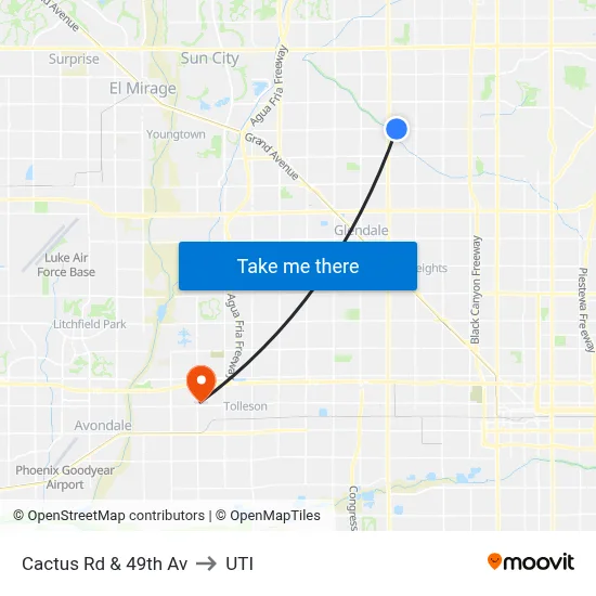Cactus Rd & 49th Av to UTI map