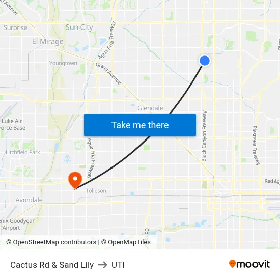 Cactus Rd & Sand Lily to UTI map