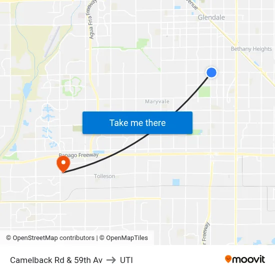 Camelback Rd & 59th Av to UTI map
