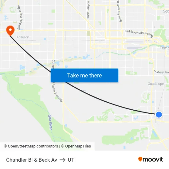 Chandler Bl & Beck Av to UTI map
