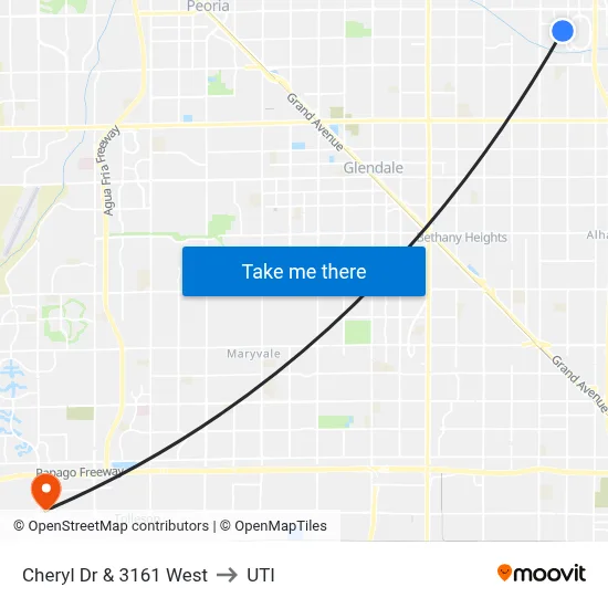 Cheryl Dr & 3161 West to UTI map