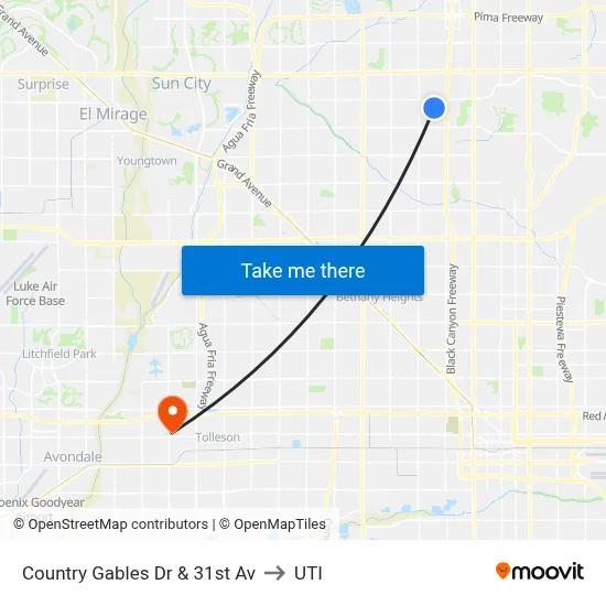 Country Gables Dr & 31st Av to UTI map