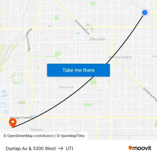Dunlap Av & 3300 West to UTI map