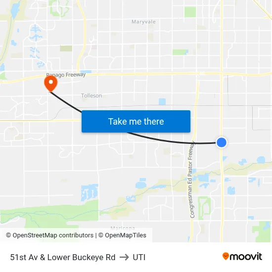 51st Av & Lower Buckeye Rd to UTI map