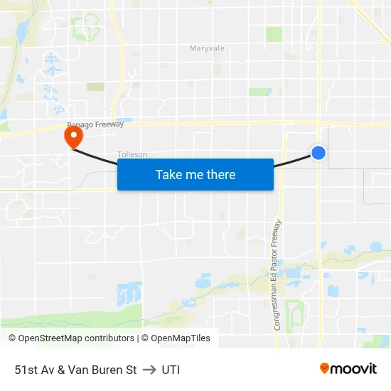 51st Av & Van Buren St to UTI map