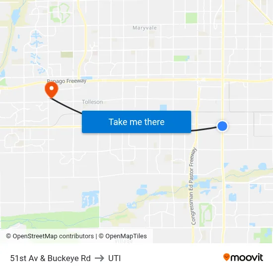 51st Av & Buckeye Rd to UTI map