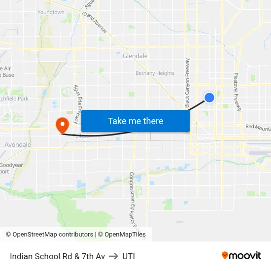 Indian School Rd & 7th Av to UTI map