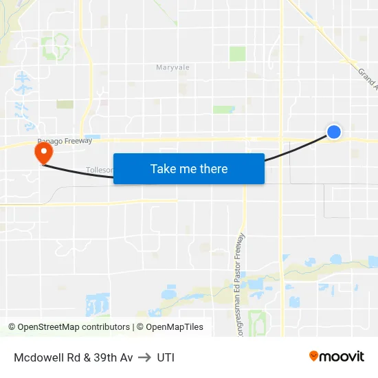 Mcdowell Rd & 39th Av to UTI map