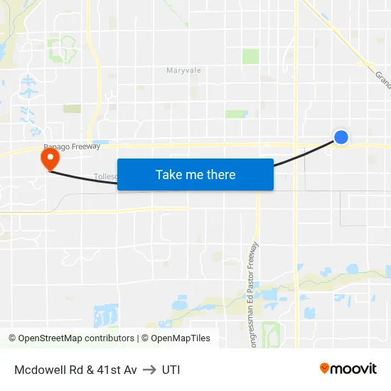Mcdowell Rd & 41st Av to UTI map