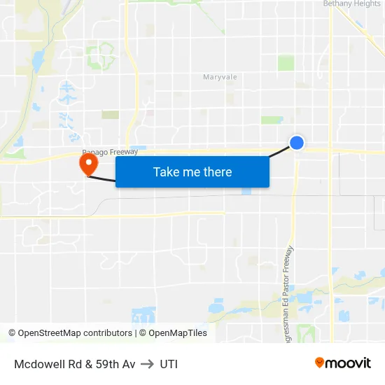 Mcdowell Rd & 59th Av to UTI map