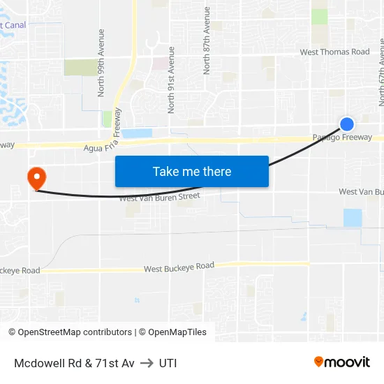 Mcdowell Rd & 71st Av to UTI map