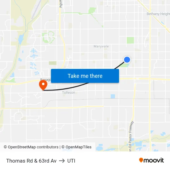 Thomas Rd & 63rd Av to UTI map