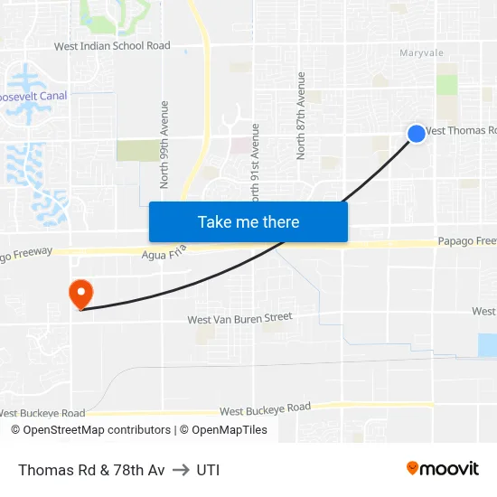 Thomas Rd & 78th Av to UTI map