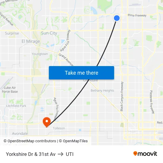 Yorkshire Dr & 31st Av to UTI map