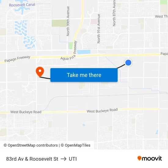 83rd Av & Roosevelt St to UTI map