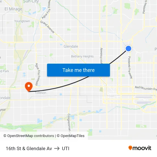 16th St & Glendale Av to UTI map