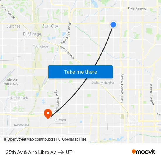 35th Av & Aire Libre Av to UTI map