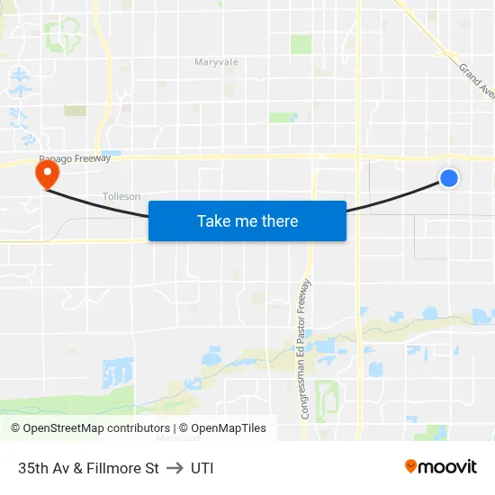 35th Av & Fillmore St to UTI map