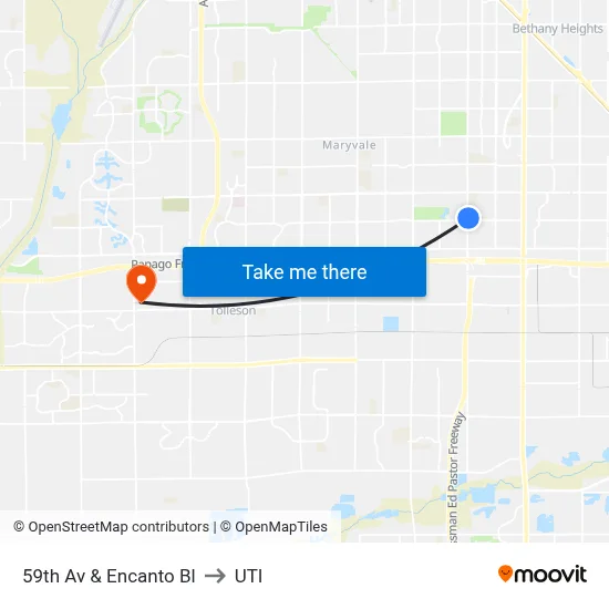 59th Av & Encanto Bl to UTI map
