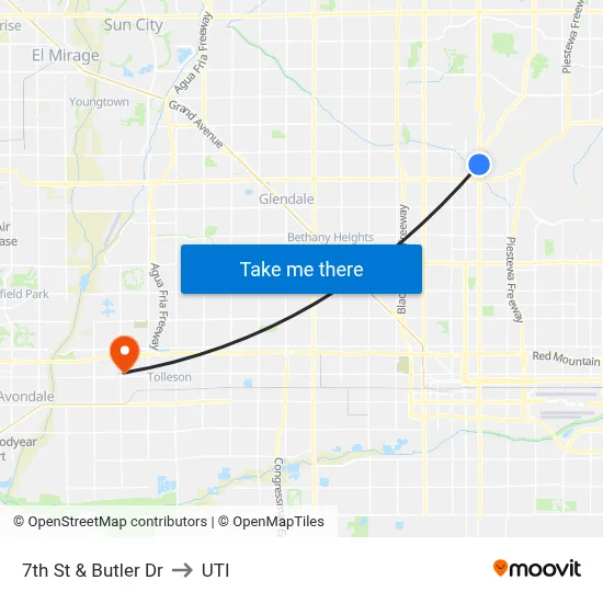 7th St & Butler Dr to UTI map