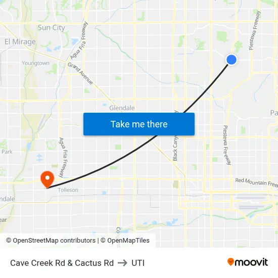 Cave Creek Rd & Cactus Rd to UTI map