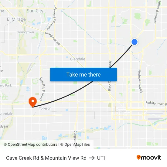 Cave Creek Rd & Mountain View Rd to UTI map