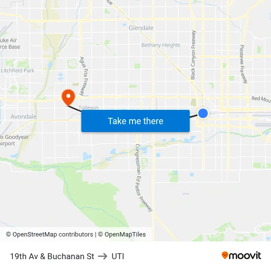 19th Av & Buchanan St to UTI map