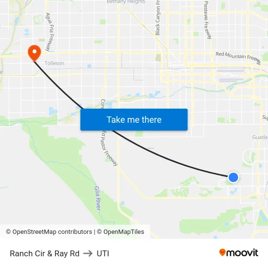 Ranch Cir & Ray Rd to UTI map
