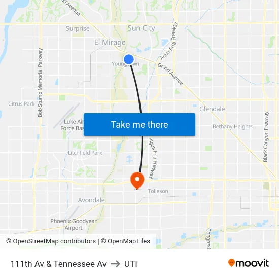 111th Av & Tennessee Av to UTI map