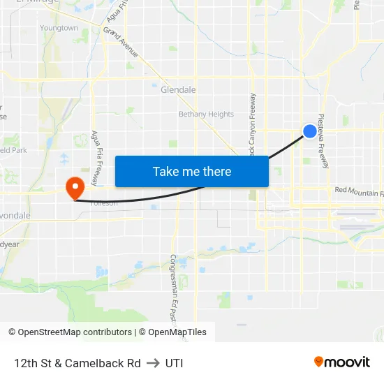 12th St & Camelback Rd to UTI map