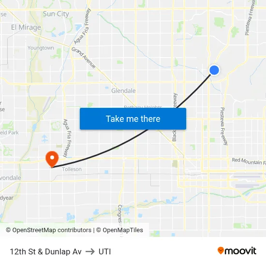 12th St & Dunlap Av to UTI map