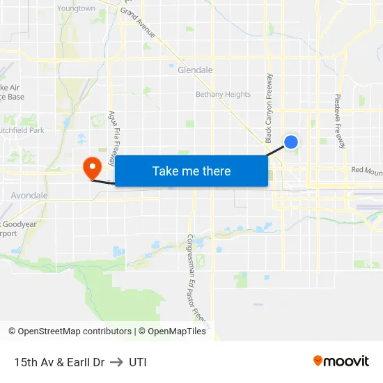 15th Av & Earll Dr to UTI map