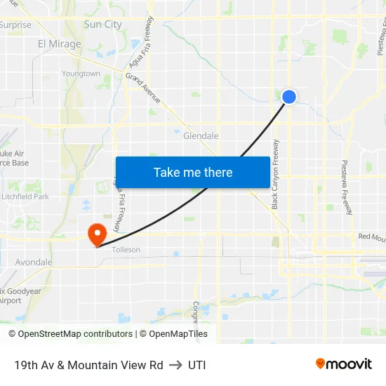 19th Av & Mountain View Rd to UTI map
