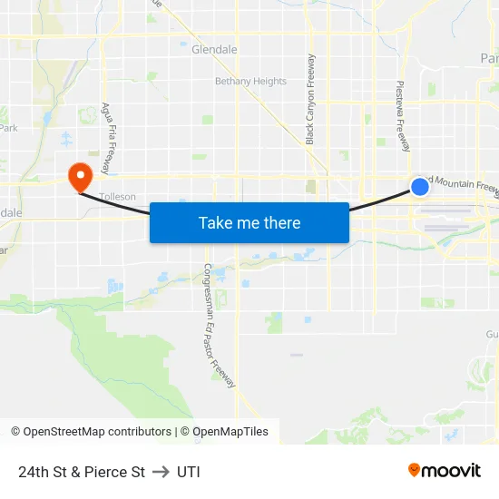 24th St & Pierce St to UTI map