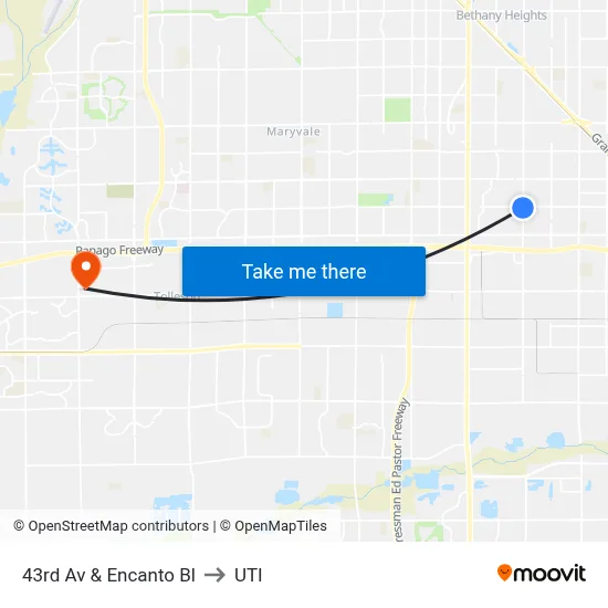 43rd Av & Encanto Bl to UTI map