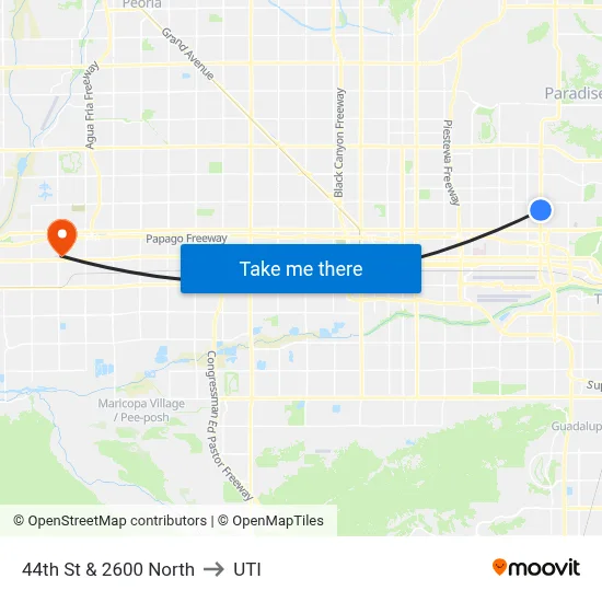 44th St & 2600 North to UTI map