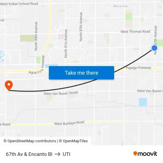 67th Av & Encanto Bl to UTI map