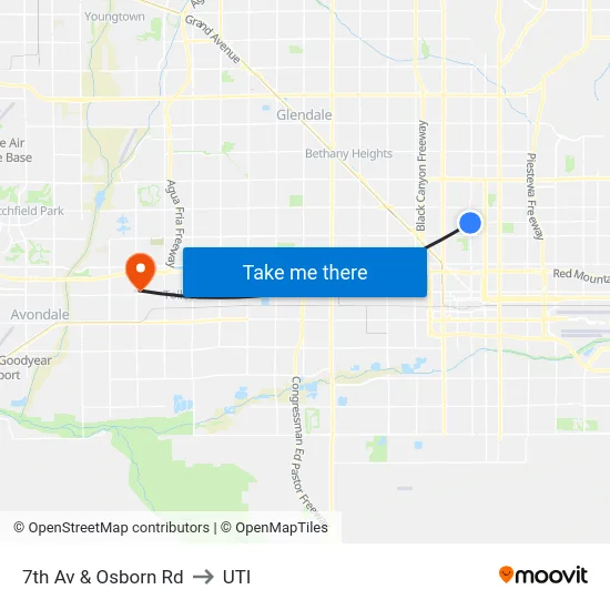7th Av & Osborn Rd to UTI map