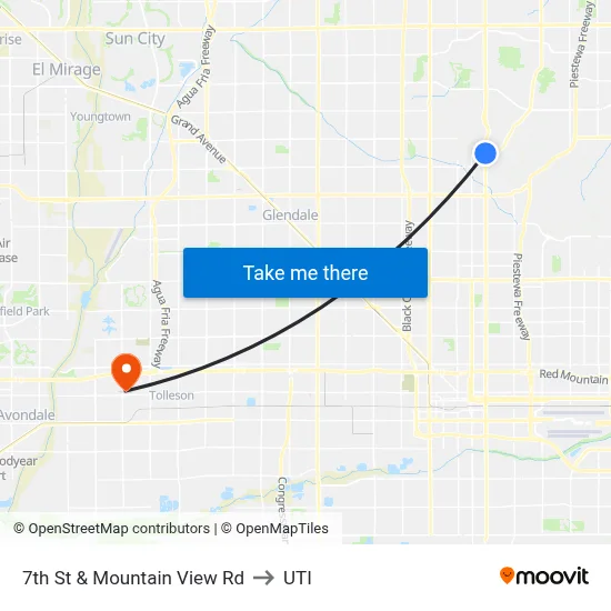 7th St & Mountain View Rd to UTI map
