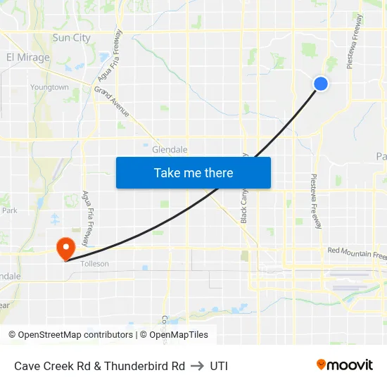 Cave Creek Rd & Thunderbird Rd to UTI map