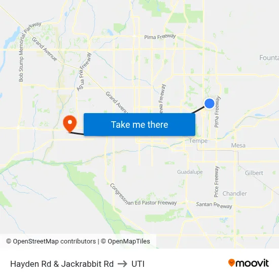 Hayden Rd & Jackrabbit Rd to UTI map