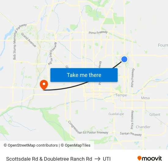 Scottsdale Rd & Doubletree Ranch Rd to UTI map