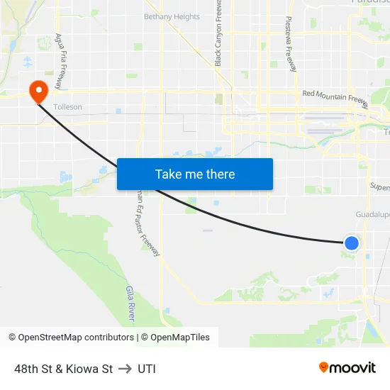 48th St & Kiowa St to UTI map