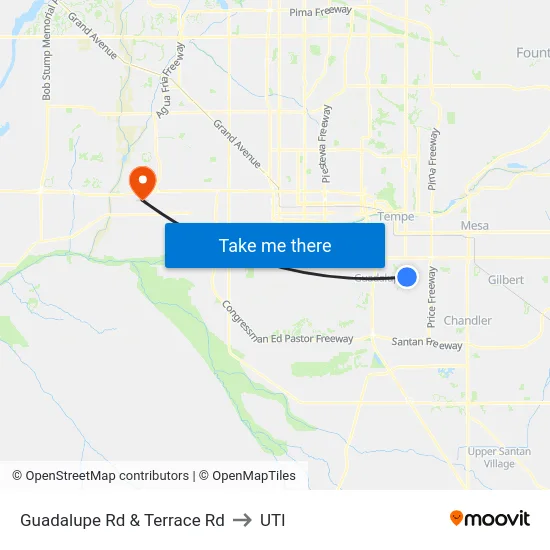 Guadalupe Rd & Terrace Rd to UTI map
