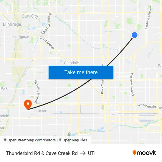 Thunderbird Rd & Cave Creek Rd to UTI map